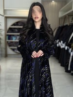 كولكشن العيد | عباية زينه بقماش شيفون مخمل بلمعه ك...