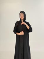 عباية وسين بقماش انترنت بتطريز نجوم كم استرتش اسود