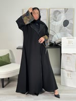 عباية كامله | كريب الاناقة تدخيلات مقلم ملون