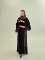 عباية هدى بقماش مخمل كوري تدخيلات شيفون بنفسجي