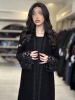 عباية طيف بقماش كريب ملكي دانتل بالكم