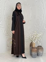 عباية سلا بقماش كريب باربي بني غامق