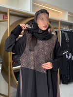 عباية سهام كريب الاناقة تدخيلات روكاما بني