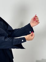 عباية اميمه ا بقماش كتان واقف كحلي