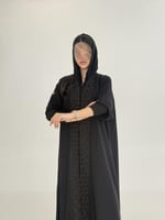 عباية وسين بقماش انترنت بتطريز نجوم كم استرتش اسود