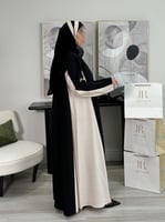 عباية توبا ا حرير مغسول اسود وبيج