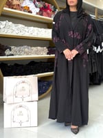 عباية انتصار حرير كوري مورد اسود