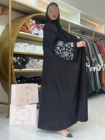 عباية لولا بقماش كريب الاناقة تطريز هندي بالكم