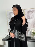 عباية كازا بقماش حرير ياباني مع شك وحياكه ابيض