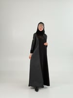 عباية ربى بقماش كريب الاناقة تدخيلات جاكار مخطط كح...