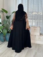 عباية مارلا | كريب الاناقة اسود توفور بيج