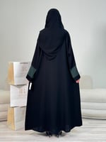 عباية عروب ا كويتي بقماش انترنت اسود كم زيتي
