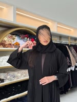 عباية عذراء كلوش كريب الاناقة مكسر بطباعه