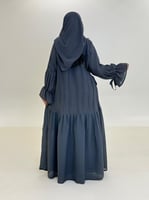 عباية سمر بقماش لنن ناعم مبطن رصاصي