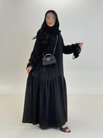 عباية سمر بقماش لنن ناعم مبطن اسود