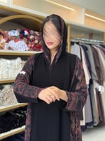 عباية ردون بقماش كريب الابداع تدخيلات شيفون عنابي