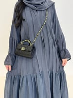 عباية سمر بقماش لنن ناعم مبطن رصاصي