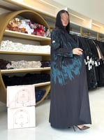 عباية بيلسان حرير كوري مطبع اسود