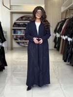 عباية رايه بقماش جوخ تطريز هاري كحلي