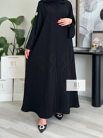 عباية لتين | بقماش انترنت كويتي تطريز اسود