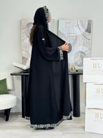 عباية شذى ا قماش ملكي كلفه اسود