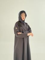 عباية يسرى بقماش جوخ شتوي رمادي