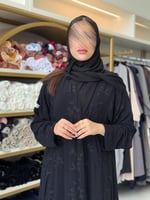 عباية الما بقماش شيفون بتطريز هاري مبطن كم ضيق