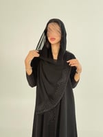 عباية فراشه بقماش كريب ملكي كم استرتش بتطريز انثوي...