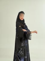 عباية دره بقماش شيفون مخمل مبطن بكريب ملكي كحلي