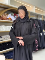 عباية فايزه انترنت مع كريب بانورما اسود