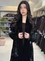 عباية تركيه بقماش مخمل كوري تدخيلات شيفون مخمل تيف...