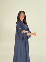 عباية شريهان بقماش كريب مغربي دبل كلوش كحلي