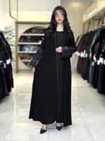 عباية طيف بقماش كريب ملكي دانتل بالكم