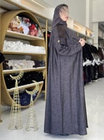 عباية رواء بقماش كريب حرير مشجر رصاصي