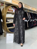 عباية هالي كريب الاناقة تدخيلات شاكيرا رمادي