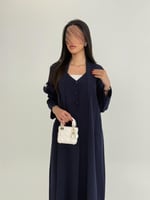 عباية نياره بقماش كريب باربي كحلي