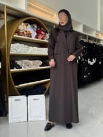 عباية ميلاف بقماش كريب احساس قصة A line رمادي