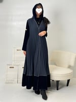 عباية ديلارا كريب الاناقة مع مخمل كحلي