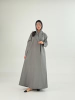 عباية يسرى بقماش جوخ شتوي رمادي فاتح