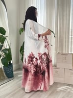 عباية مزن كلوش بقماش كريب امريكي زهري