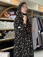 عباية فدوى بقماش شيفون مبطن برسم ورد