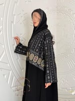 عباية رسيل بقماش كريب الابداع تدخيلات لنن هندي مطر...