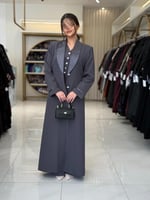 عباية ولوف بقماش كربب باربي تركي رمادي ( طقم ثلاث...