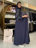 عباية ميرال بقماش كريب اوكراني مطرز كحلي