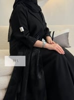 عباية نجوى l الاناقة تدخيلات الشيفون - اسود