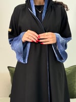 عباية وفاء ا بقماش كريب الاناقة ازرق