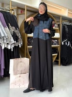 عباية سهام كريب الاناقة تدخيلات روكاما كحلي