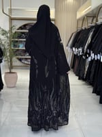 عباية تورد بقماش شيفون مبطن بتطريز موف