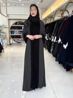 عباية ابريكا بقماش مخمل كوري دبل فيس مع شيفون منقط...