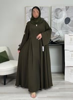 عباية عهد | قماش رموش زيتي